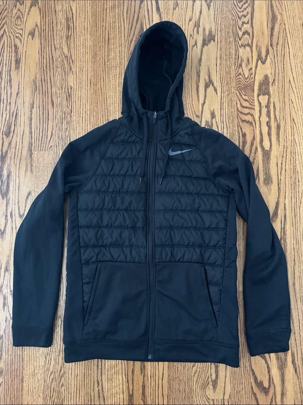 Nike Men’s Black Quilted Front Hooded Performance Jacket